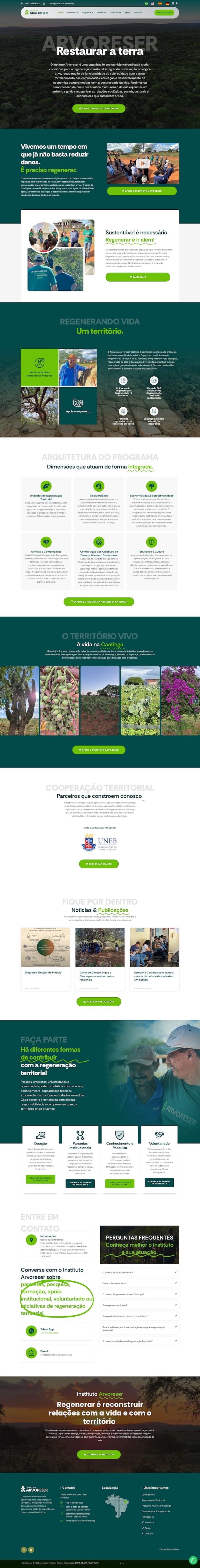 Página completa do Instituto Arvoreser