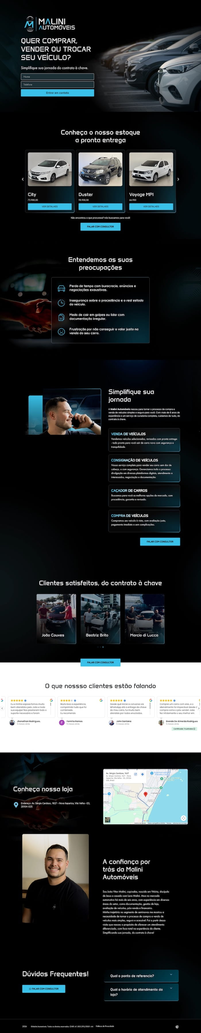 Página completa da Malini Automóveis