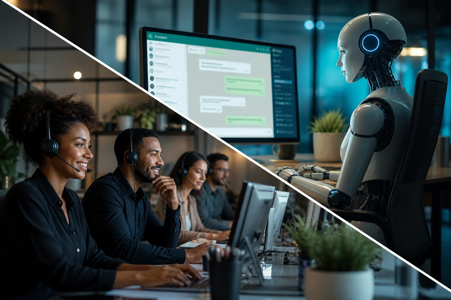 Atendimento AUTONEX com equipe humana e assistente de inteligência artificial
