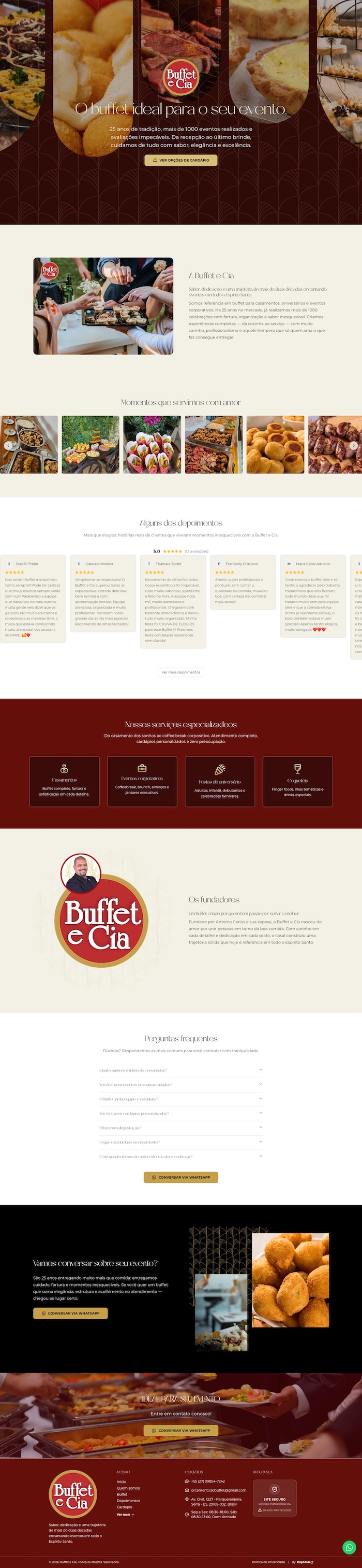 Case real Buffet e Cia rolando na tela do notebook