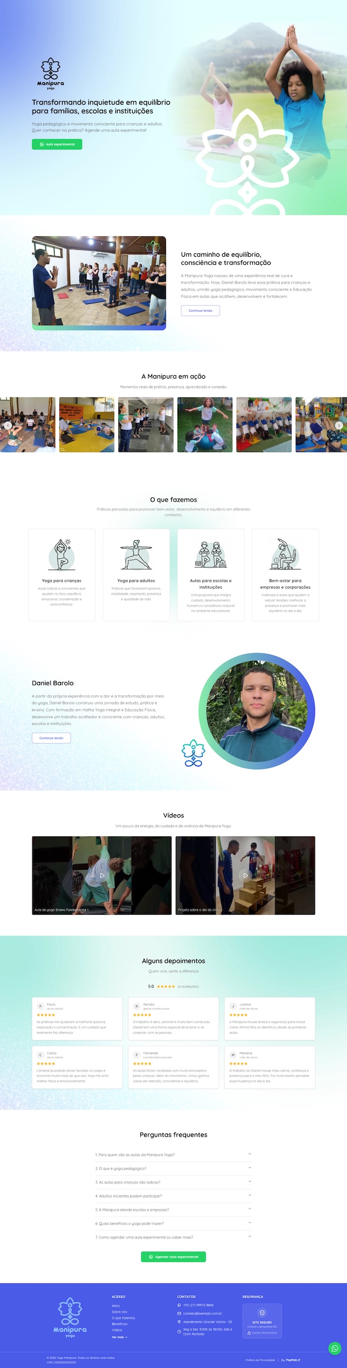 Landing Page completa da Yoga Manipura