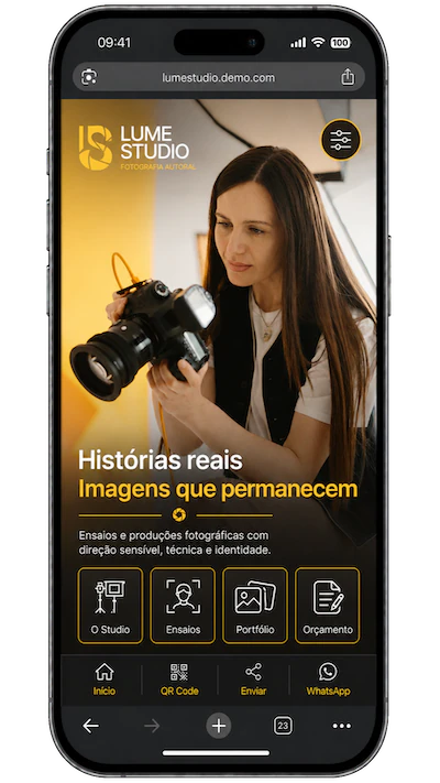 Exemplo PopMob Lume Studio no celular